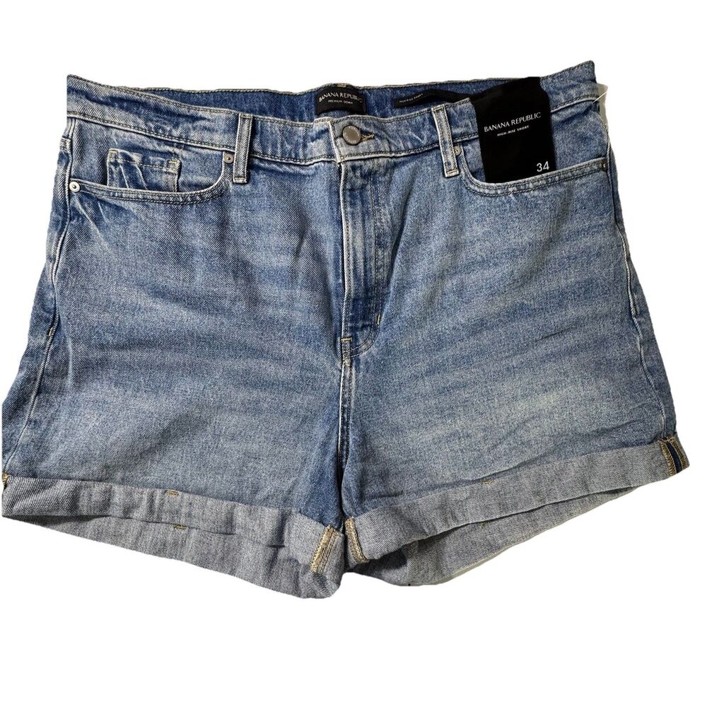NWT Banana Republic Jean Shorts Womens Size 34 (18) High Rise Roll Cuff 3”Inseam